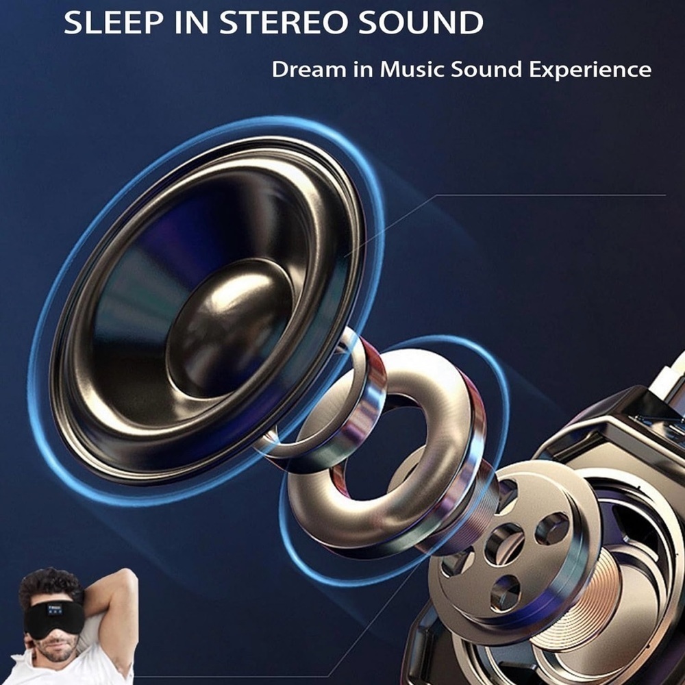 Sleep Mask with Bluetooth Headphones, Blackout Silk Eye Mask, Insomnia R…​​​ - Picture 6 of 7